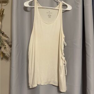 American Eagle Outfitters Cream Tank Top with Side Ties